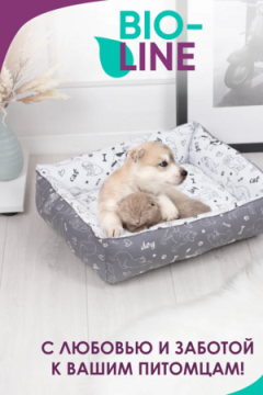 Лежанка для кошек и собак 50×40 LDZ, полиэфирное волокно, хлопок, бязь, износостойкая, Bio-Line
