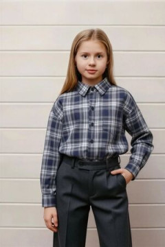 Детская рубашка подростковая синяя