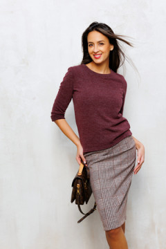 Юбка теплая в клетку миди 273-1BRN