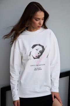 Лонгслив оверсайз с принтом