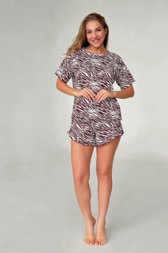 Пижама с шортами домашняя Зебра коричневый