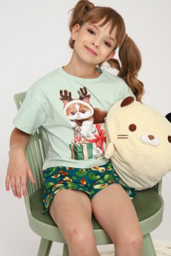 Пижама с шортами ПД-019-073 Кот Новый год