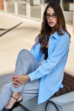 Рубашка оверсайз в полоску хлопковая