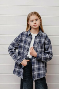 Детская рубашка подростковая синяя