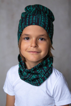 Комплект шапка и шарф Матрица Зеленый