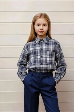 Детская рубашка подростковая синяя