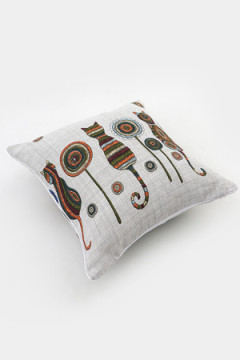 Наволочка декоративная рогожка Lizzy Home размер 50х50 см рисунок кошки