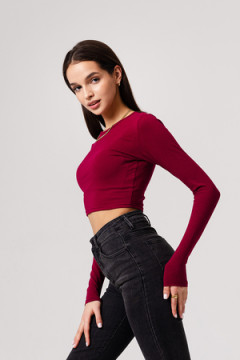 Лонгслив F-Лонгслив-1 укороченный кроп топ с длинными рукавами