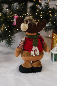 Игрушка новогодняя с выдвижными ногами Олень черные ботинки коричневый