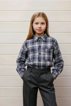 Детская рубашка подростковая синяя