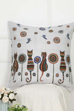 Наволочка декоративная рогожка Lizzy Home размер 70х70 см рисунок кошки