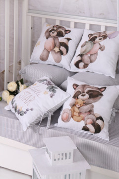 Бортик в кроватку из 12 подушечек на молнии с принтом арт. БРК-12П