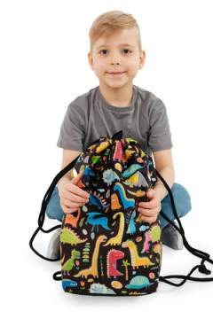 Мешок для обуви объемный Динозавры черный