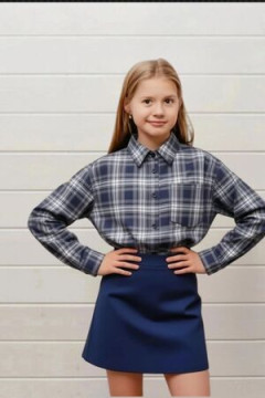 Детская рубашка подростковая синяя