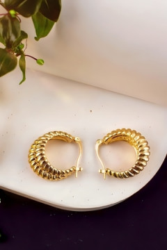 Серьги двойные кольца Рифленые + Подарок