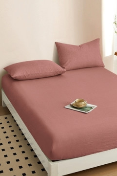 Простыня на резинке, с высотой борта 25 см "boiled cotton" - Вареный (стираный) хлопок»