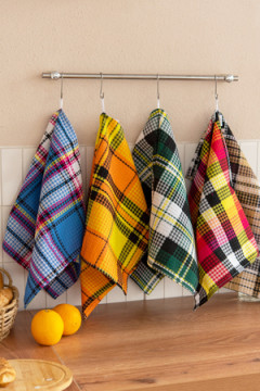 Набор полотенец вафельн."Шотландка" 40*75 см (5шт)