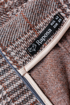 Юбка теплая в клетку миди 273-1BRN