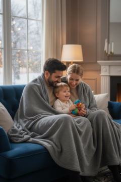 Плед  Велсофт , плотность 220 г/м2 Pehmea Satu темно-серый