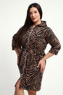 Халат махровый на молнии с капюшоном и накладными карманами