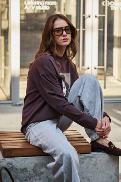 Лонгслив оверсайз с принтом