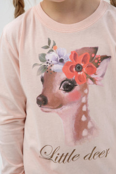 Пижама с брюками Кулирка с рибаной длинный рукав