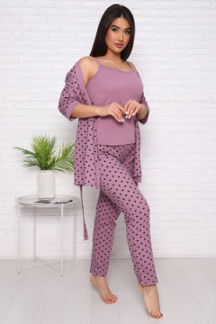 Комплект пеньюар+топ+брюки "Нежность"