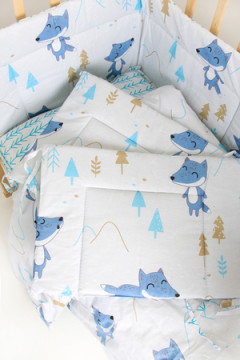 Бортик в кроватку + КПБ В лесу арт. БРК-КПБ/в лесу