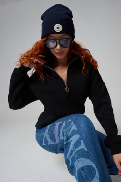 Женский свитшот на молнии оверсайз начес 14427