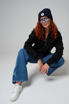 Женский свитшот на молнии оверсайз начес 14427