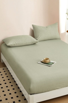 Простыня на резинке, с высотой борта 25 см "boiled cotton" - Вареный (стираный) хлопок»