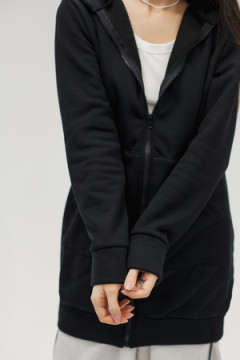 Толстовка на молнии теплая удлиненная