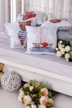 Бортик в кроватку из 12 подушечек на молнии с принтом арт. БРК-12П