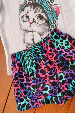 Костюм с шортами 33068 Кошка в косынке