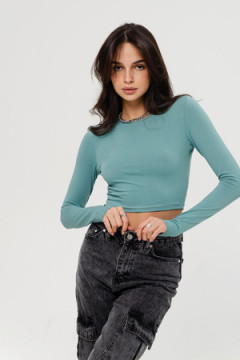 Лонгслив F-Лонгслив-1 укороченный кроп топ с длинными рукавами