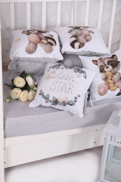 Бортик в кроватку из 12 подушечек на молнии с принтом арт. БРК-12П