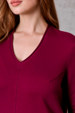 Платье с длинным рукавом Марсала