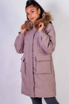 Куртка удлиненная с капюшоном натуральный мех арт. 619