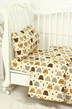 КПБ с простыней на резинке поплин Мишка топтышка