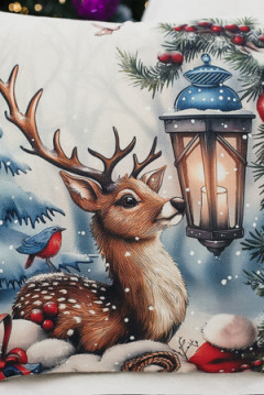 Наволочка декоративная новогодняя 2 шт рогожка