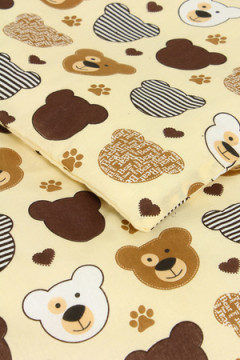 КПБ с простыней на резинке поплин Мишка топтышка