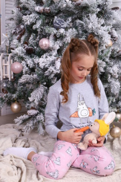 Пижама с брюками ПД-15-048 Зайцы-морковки