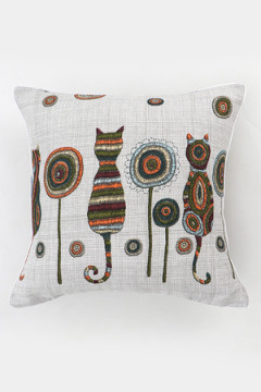 Наволочка декоративная рогожка Lizzy Home размер 50х50 см рисунок кошки