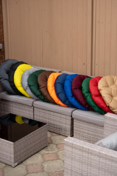 Подушка декоративная круглая на кресло 60 см, Грета(20%хл, 80%п/э), файбер, пакет с пл ручкой, ВО