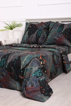 Комплект постельного белья Черное Зеленое полисатин