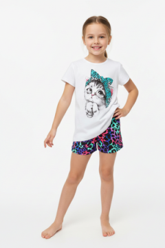 Костюм с шортами 33068 Кошка в косынке