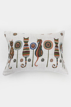 Наволочка декоративная рогожка Lizzy Home размер 50х70 см рисунок кошки