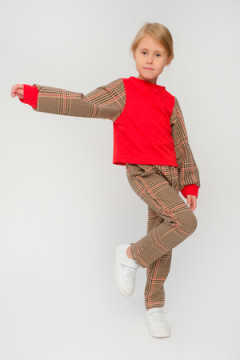 Костюм с брюками Скарлетт красный\кофе