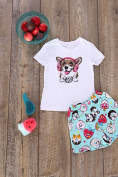 Пижама с шортами Пончики арт. ПД-009-026