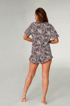 Пижама с шортами домашняя Зебра коричневый